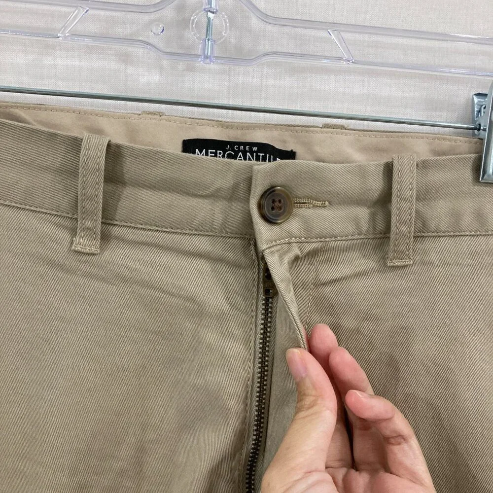 J. Crew Mens Flex Chino Pants size 34 x 32 Cream Tan Straight Leg‎ Preppy Office